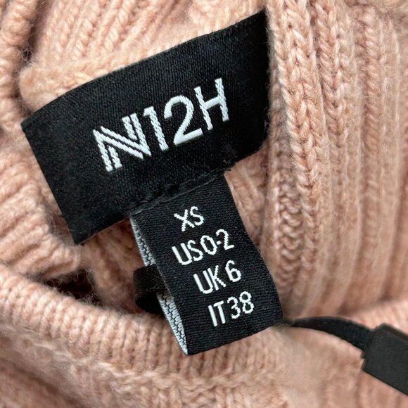 NWT N12H Rose Pink Gigi Ribbed Knit Wool Blend Button Sleeve Cut Out Sweater XS - Picture 12 of 12